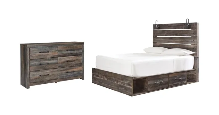 ASHLEY FURNITURE Queen Panel Bed With 2 Storage Drawers With Dresser PKG003167 | Home Haven Furnitur…