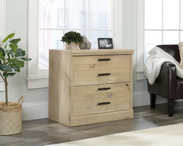 Aspen Post Lateral File Cabinet in Prime Oak – 2-Drawer Legal/Letter File Storage with Key Locks, Safety Mechanism & Durable 1″” Top Panel