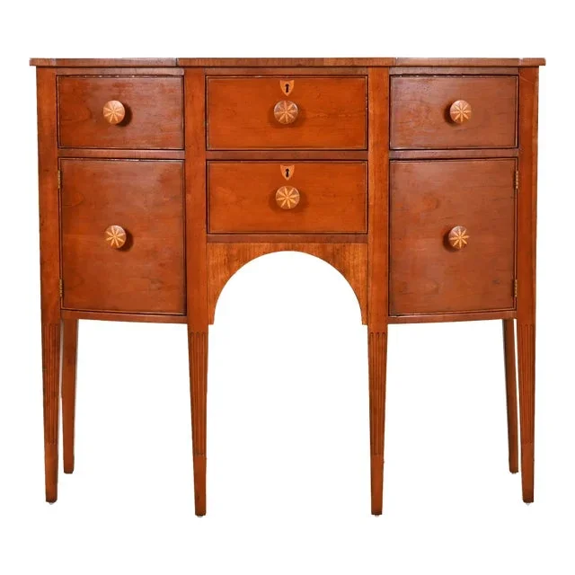 Baker Furniture Federal Inlaid Cherry Wood Sideboard Credenza