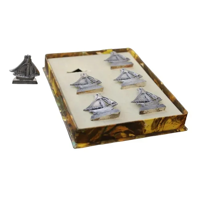 Barchette Sailboat Placeholders in Silver Plated Brass, 1950s, Set of 6