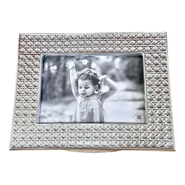Beatriz Ball Faux Cane Pewter Picture Frame