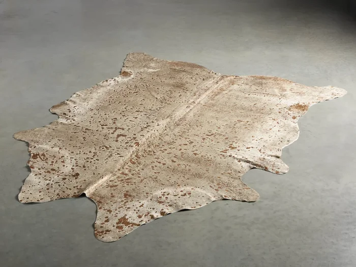 Beige and Copper Metallic Hair on Hide Rug