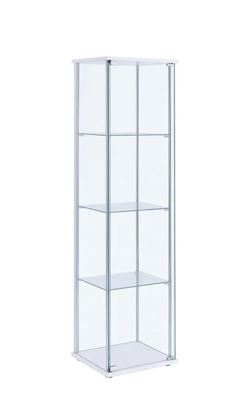 Bellatrix Rectangular 4-shelf Curio Cabinet White and Clear
