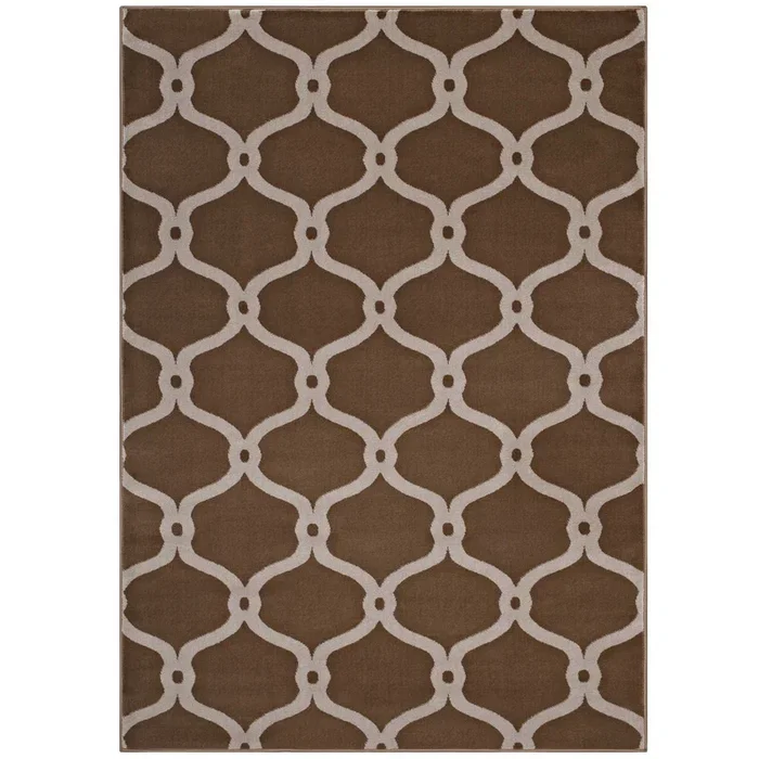 Beltara Chain Link Transitional Trellis 8×10 Area Rug in Dark Tan and Beige