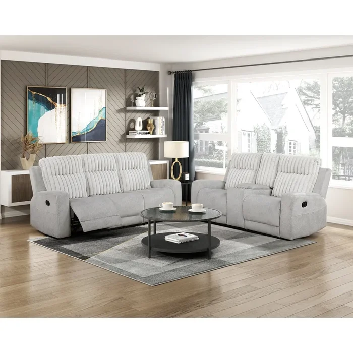Benton Light Gray Double Reclining Living Room Set