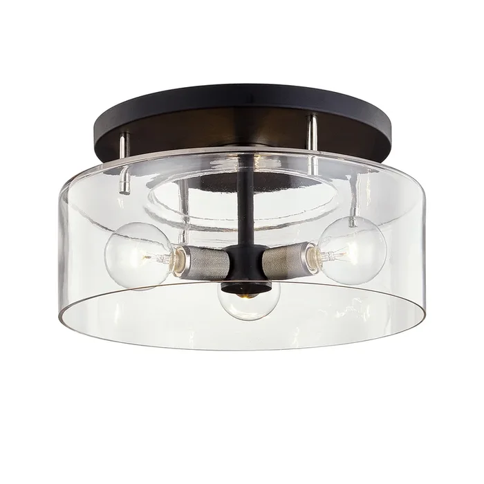 Bergamot Station Semi Flush 17″ – Carbide Blk & Pol Nickel