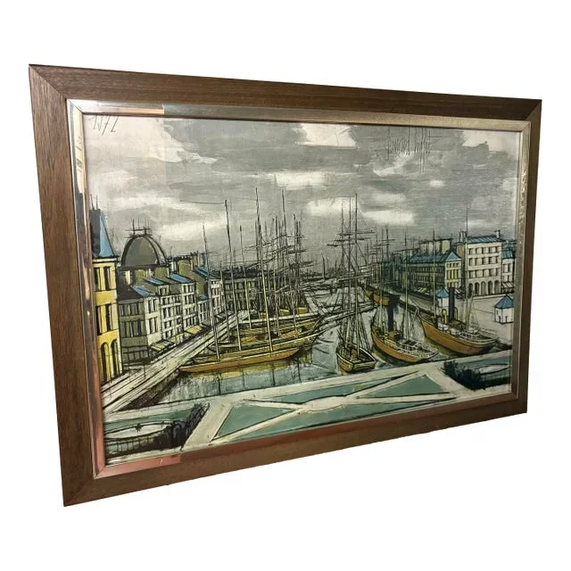 Bernard Buffet “Le Havre” Harbor Scene Lithograph, 1972