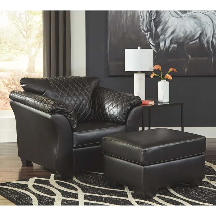 Betrillo – Black – 2 Pc. – Chair With Ottoman