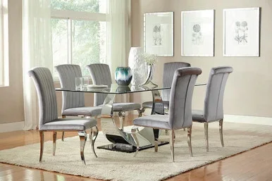 Betty Velvet Upholstered Dining Side Chair Grey (Set of 4) / CS-105073
