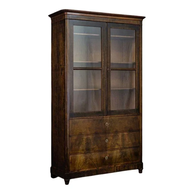 Biedermeier Pine Showcase Bookcase