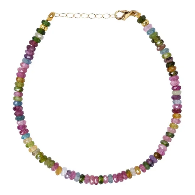 Birthstone October Watermelon Tourmaline 14k Gold Bracelet