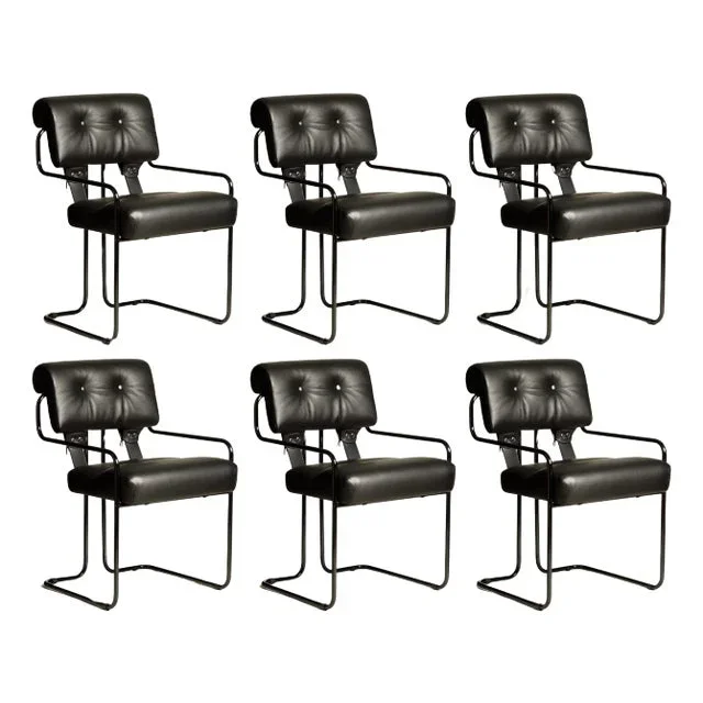 Black Leather Tucroma Chairs by Guido Faleschini for Mariani, Brand New – Set of 6