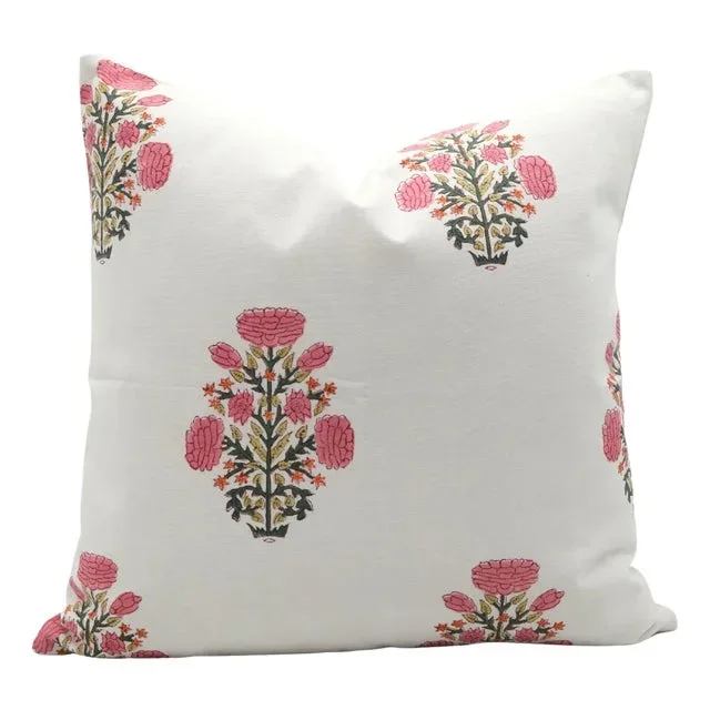 Block Printed Decorative Floral Pillow Cover 14×36 Inch- Swadesh