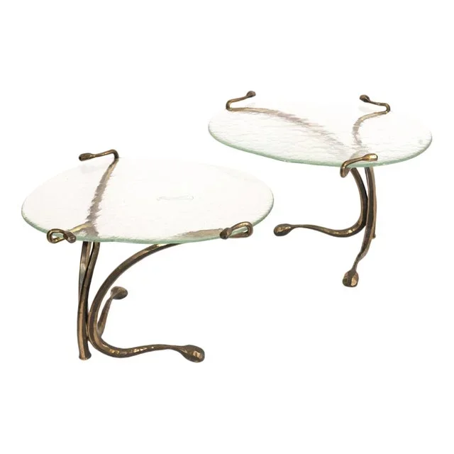 Blown Glass Gueridon Tables by Lothar Klute, 1980s, Set of 2