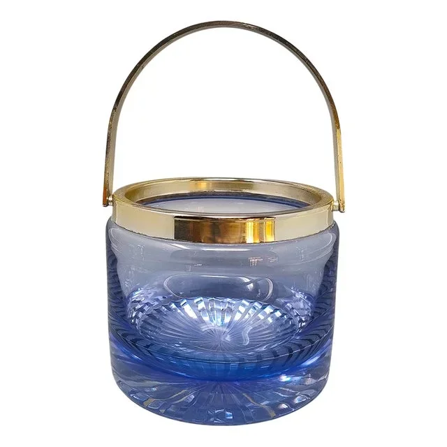 Blue Ice Bucket in Crystal by l.A.C.S., Italy, 1970s