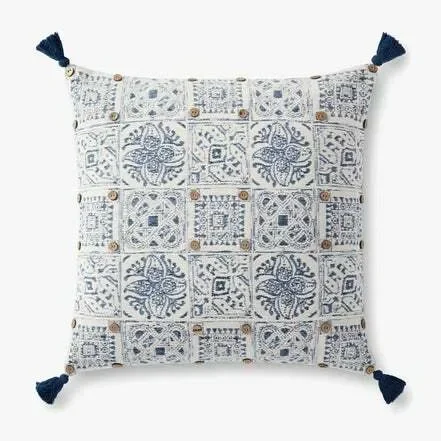 Blue Multi 22″ x 22″ Pillow P0921 by Loloi Rugs at Old Brick Furniture & Mattress Co.