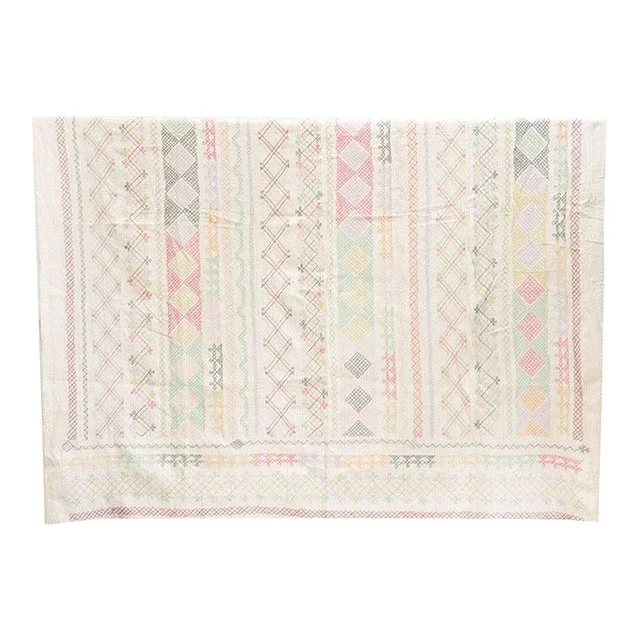 Bohemian Rhapsody Hand-Stitched Cotton Kantha Bedcover