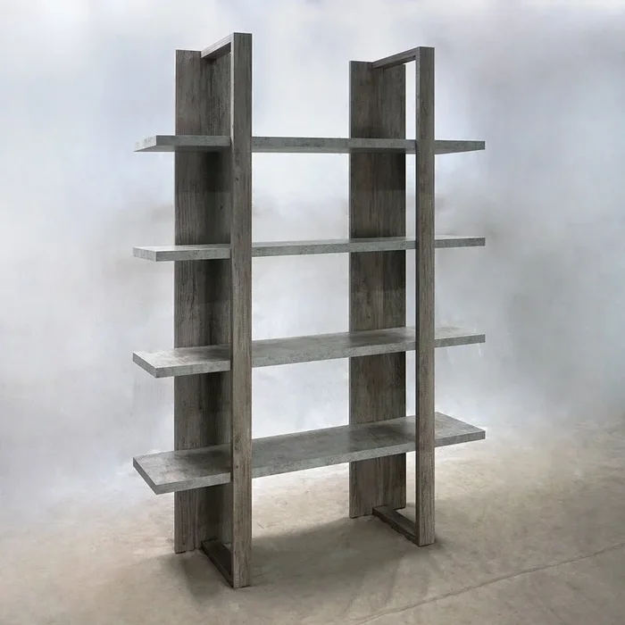 Bookcase With 4 Full-length Shelves – Light Gray