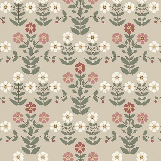 Boråstapeter Sippor Wallpaper In Pinks And Natural