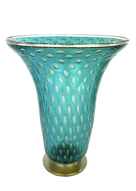 Boset – Emerald Green Murano Glass Vase With Gold 24kt