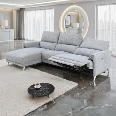 Brande Power Sectional, Left Chaise, Gray / CM9938GY-SECT-PM-L