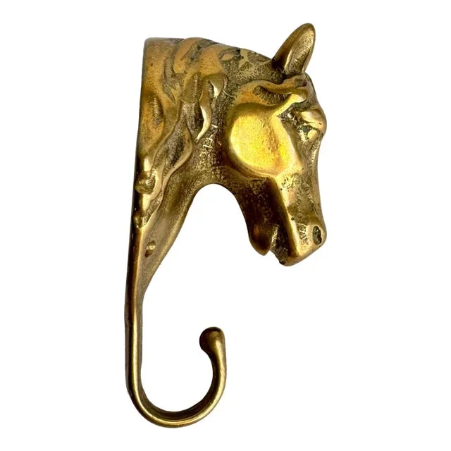Brass Horse Head Wall Hook Western Equestrian