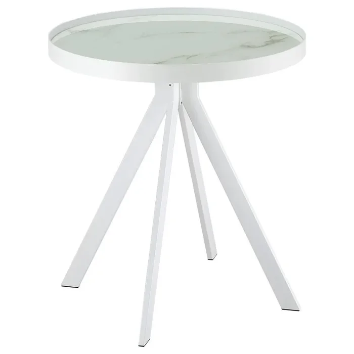 Briggs – Round Marble Printed Glass Top End Side Table