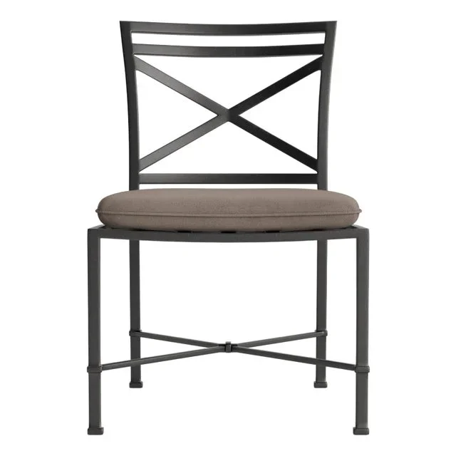 Brown Jordan Venetian Side Chair, Textured Pewter frame with Fusion Taupe fabric