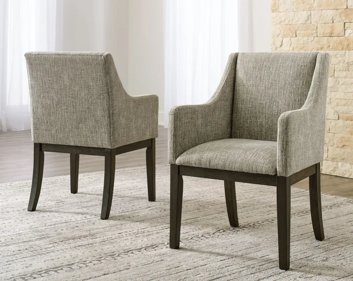 Burkhaus – Dining UPH Arm Chair (Set of 2) – Beige / Dark Brown