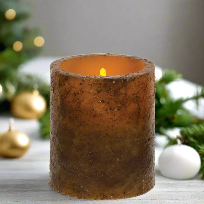 Burnt Mustard Timer Pillar – 3″ X 3 1/2″