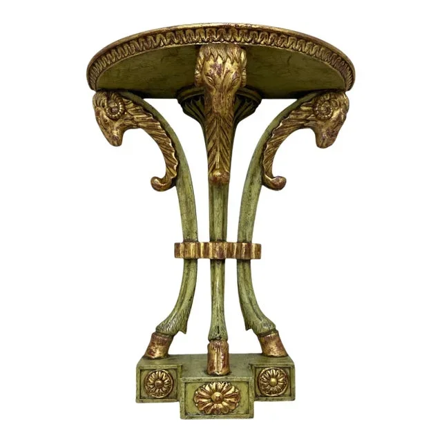 Burton-Ching George III Style Painted Parcel Gilt Rams Head Wall Console
