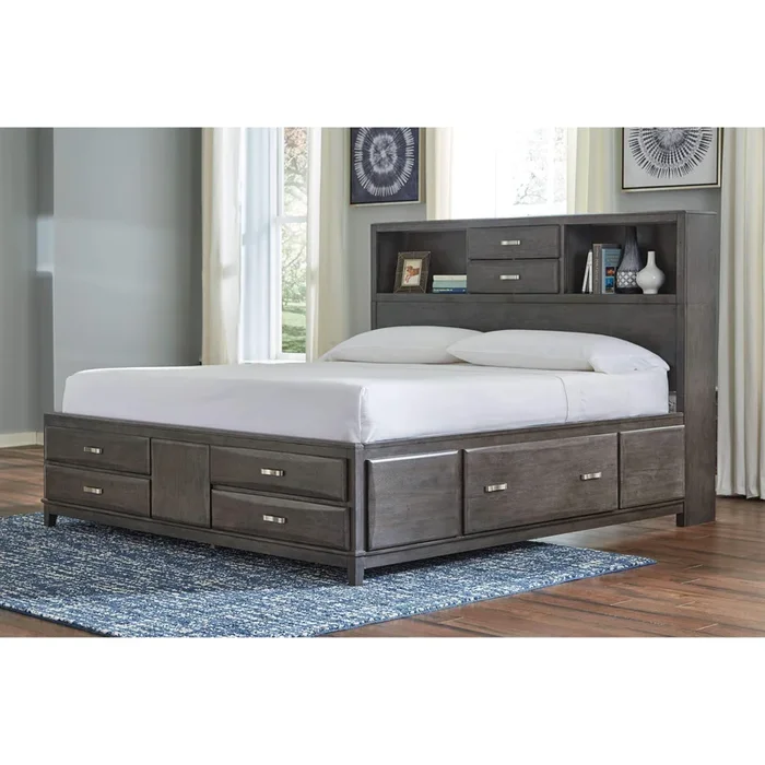 Caitbrook – Gray – Queen Storage Bed With 8 Drawers
