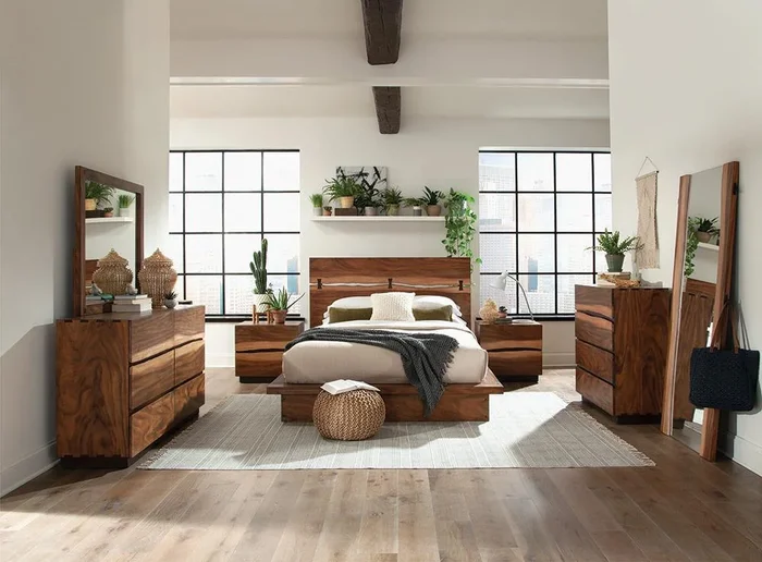 California King Bed – Light Brown