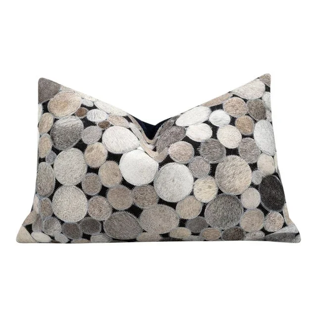 Canvello Genuine Cowhide Leather Decorative Throw Pillow With Feather Down Insert Included
