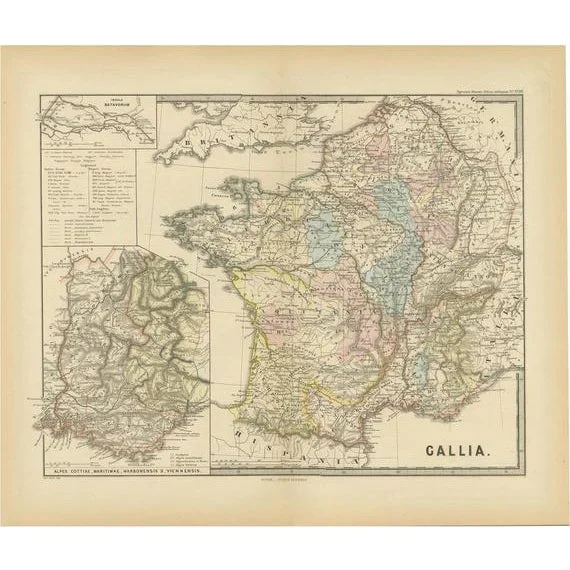 Cartographic Overview of Gallic Tribes and Roman Provinces, 1880