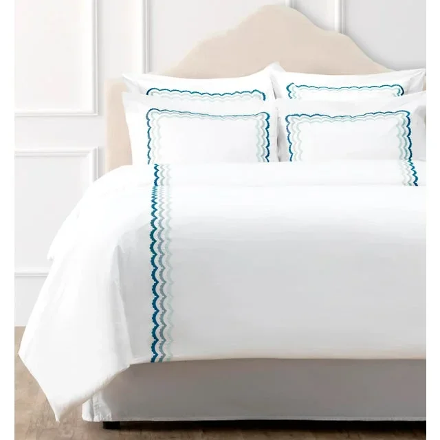 Celerie Kemble + Hamburg House Blue Scallop Queen Duvet Cover