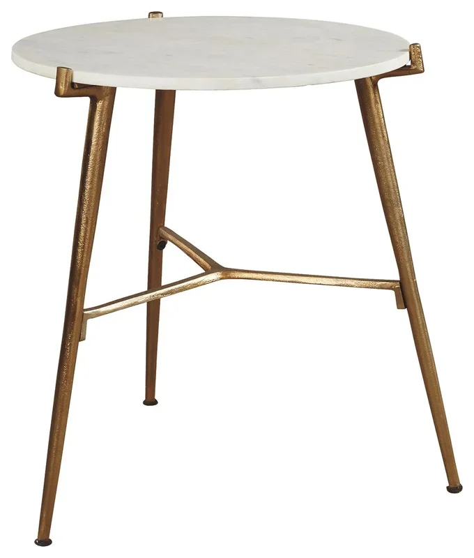 Chadton – Accent Table – White / Gold Finish
