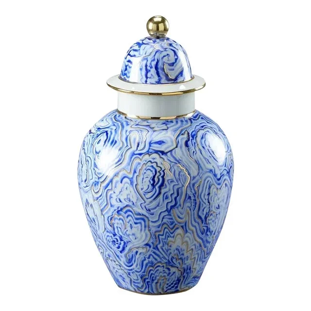 Chelsea House Marbleized Covered Urn, Small