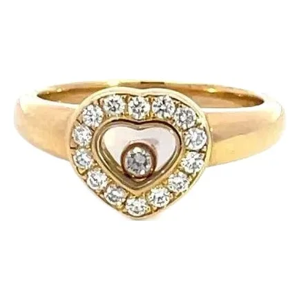 Chopard Happy Diamond Ring 18k Yellow Gold Diamond Heart Shape