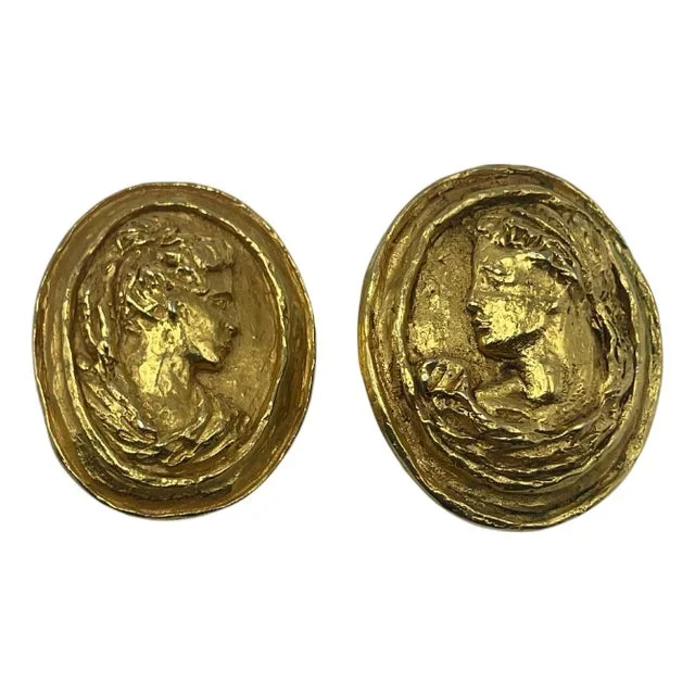 Christian Lacroix Greek Roman Cameo Clip-on Earrings