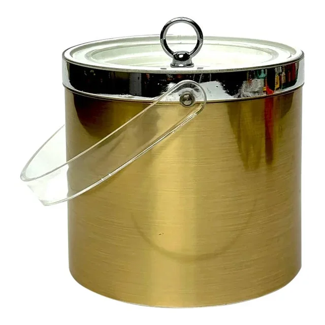 Chrome, Brass and Lucite Ice Bucket by Georges Briard