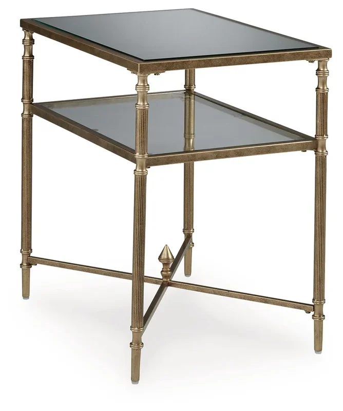 Cloverty – Rectangular End Table – Aged Gold Finish