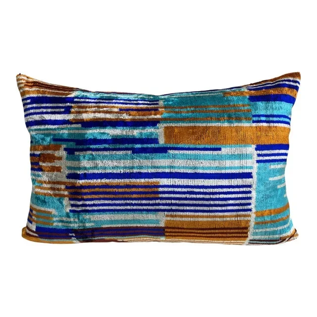 Colorful Velvet Cushion Cover With Striped Design