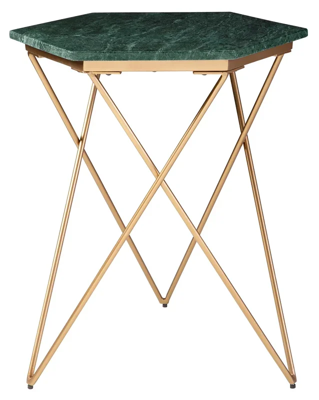 Contemporary Accent Table with Green Marble Top