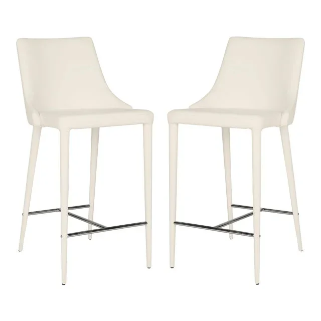 Contemporary Counter Stool in White & Chrome – a Pair