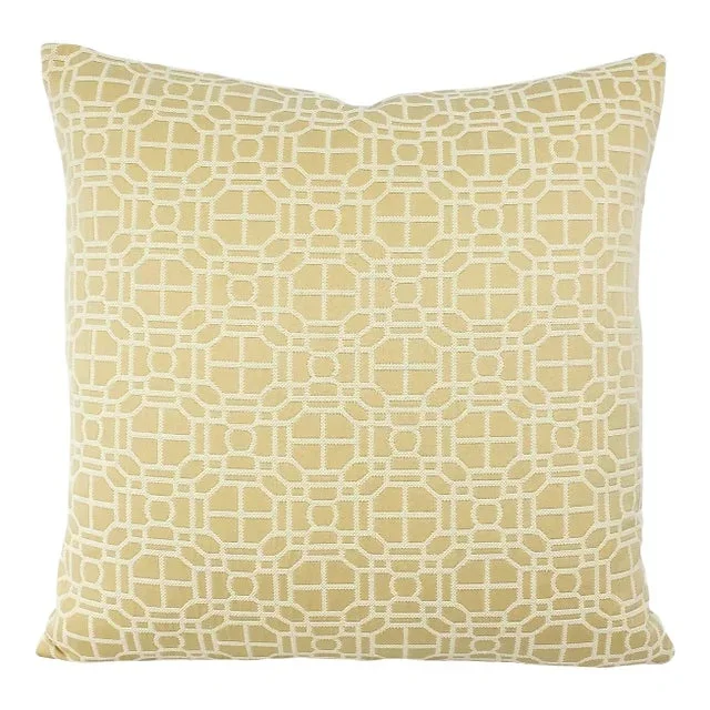 Contemporary Jaclyn Smith Geometric Woven Fabric in Cashew Pillow Cover