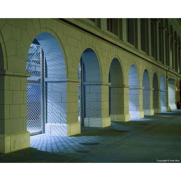 Contemporary Night Photograph “Ferry Building Arches” by John Vias