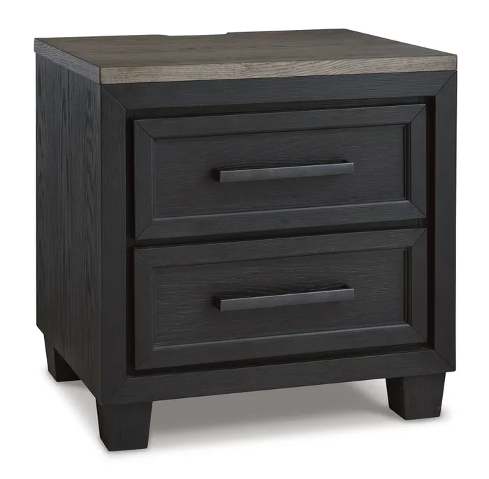 Contemporary Two-Tone 2-Drawer Nightstand with USB and Power Outlets
