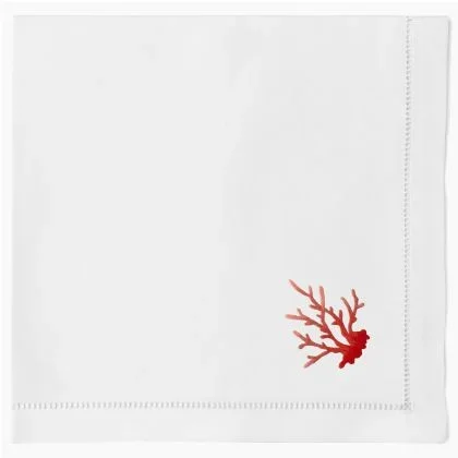 Coral Branch Red Dinner Napkin by Henry Handwork