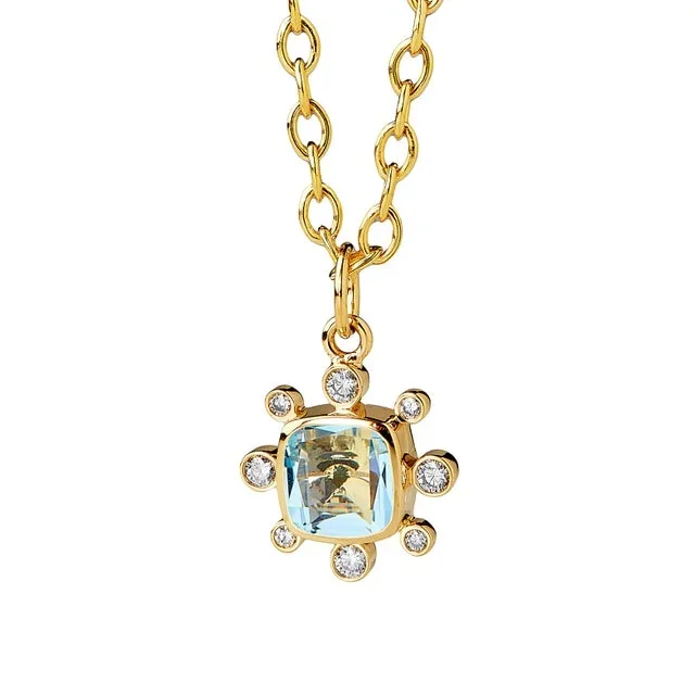 Cosmic Gem & Diamond Pendant Blue Topaz